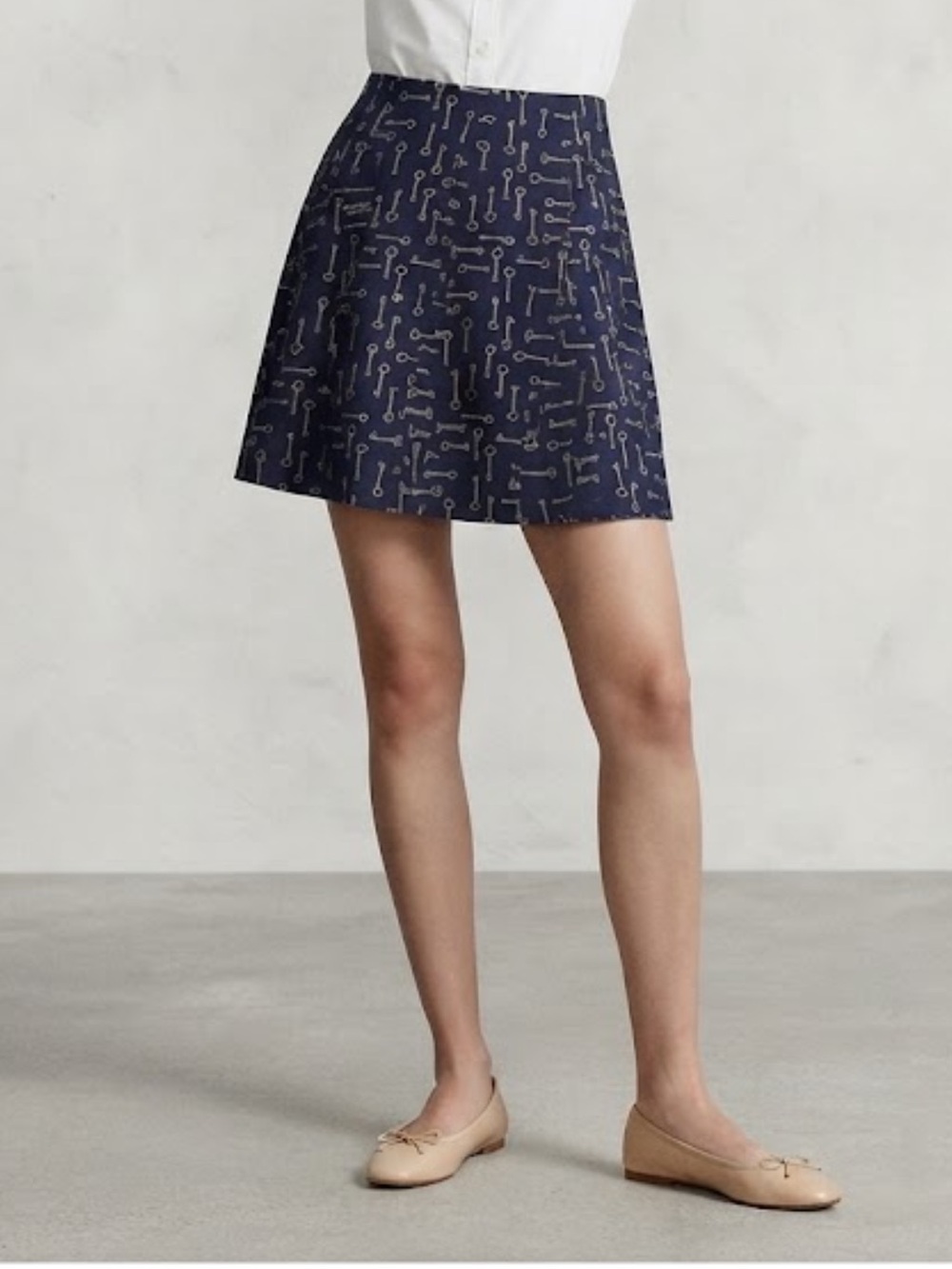 NWT Banana Republic Navy Key Pattern Skirt